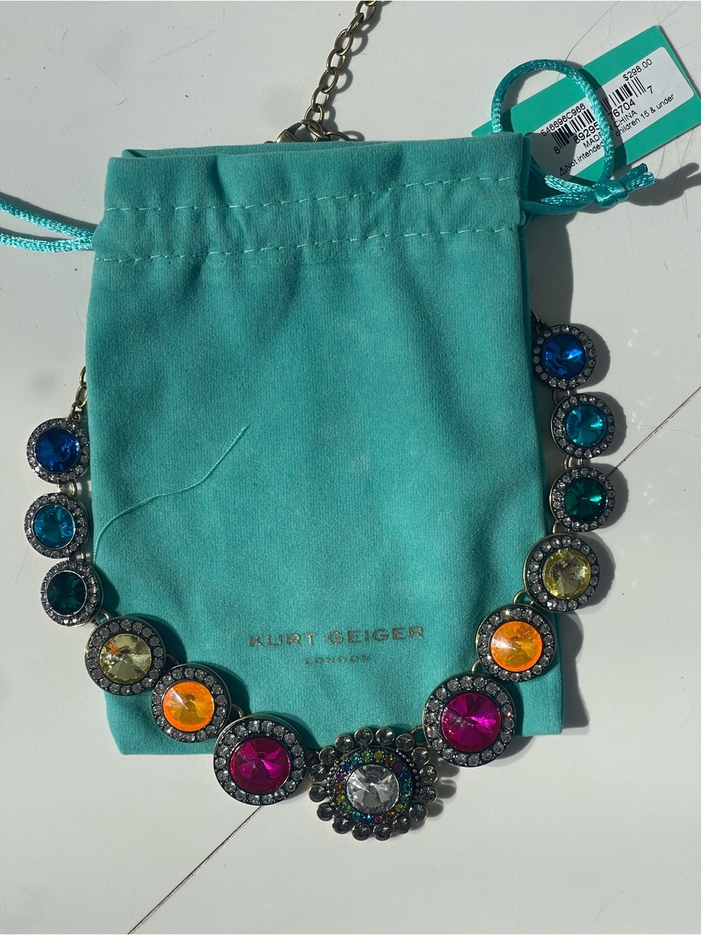 Kurt Geiger London Multicolor Crystal Statement Necklace NWT $298 - Picture 7 of 8